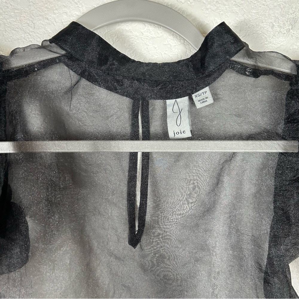 Joie Black Sheer Ruffle Sleeve Blouse - Picture 8 of 10